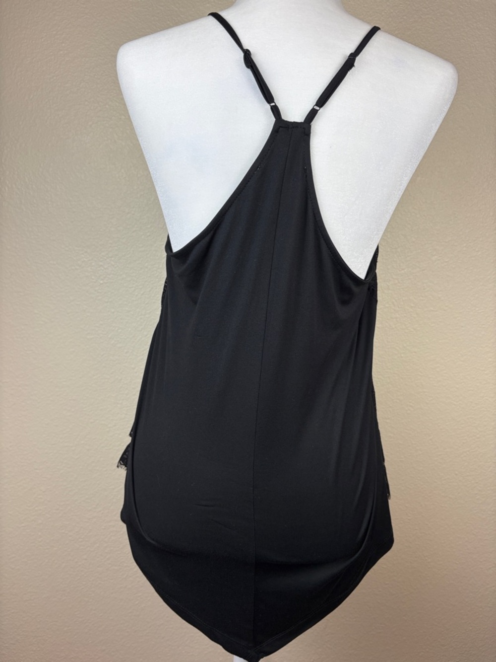 Three Pink Hearts Lace overlay black top Juniors High neck sleeveless top Medium - Picture 4 of 10